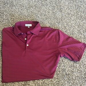 Peter Millar Mens M Summer Comfort red polo with blue stripes BARELY WORN